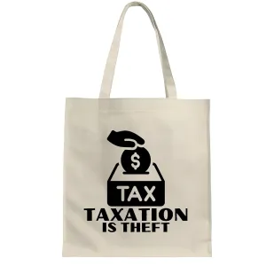 Funny Tax Day Gift Idea for Tax Collectors with Sarcastic Saying and Humor Natural White Multicolor Canvas Tote Bag