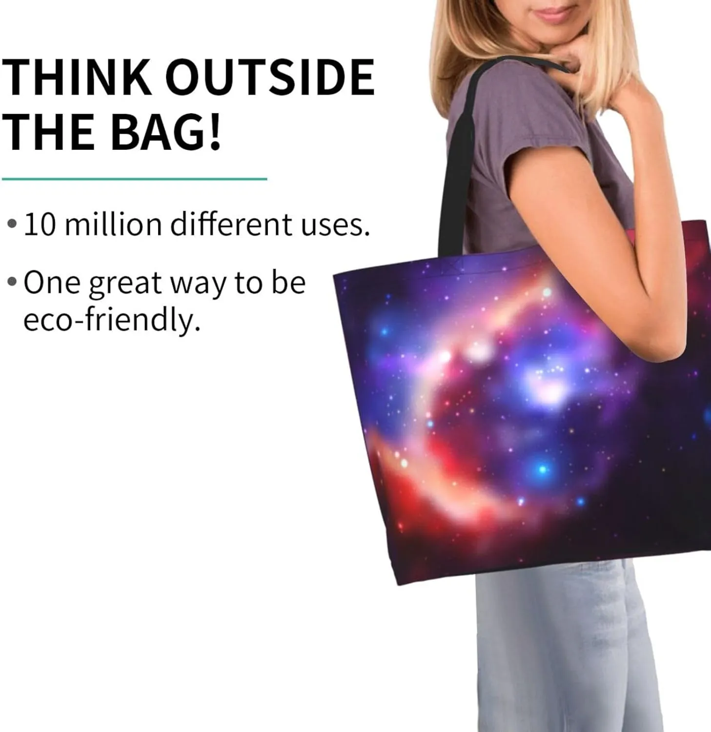 Galaxy Canvas Tote Bag Universe Shoulder Bag Handbag Star Casual Funny Grocery Bags Womens Bag for Outdoor
