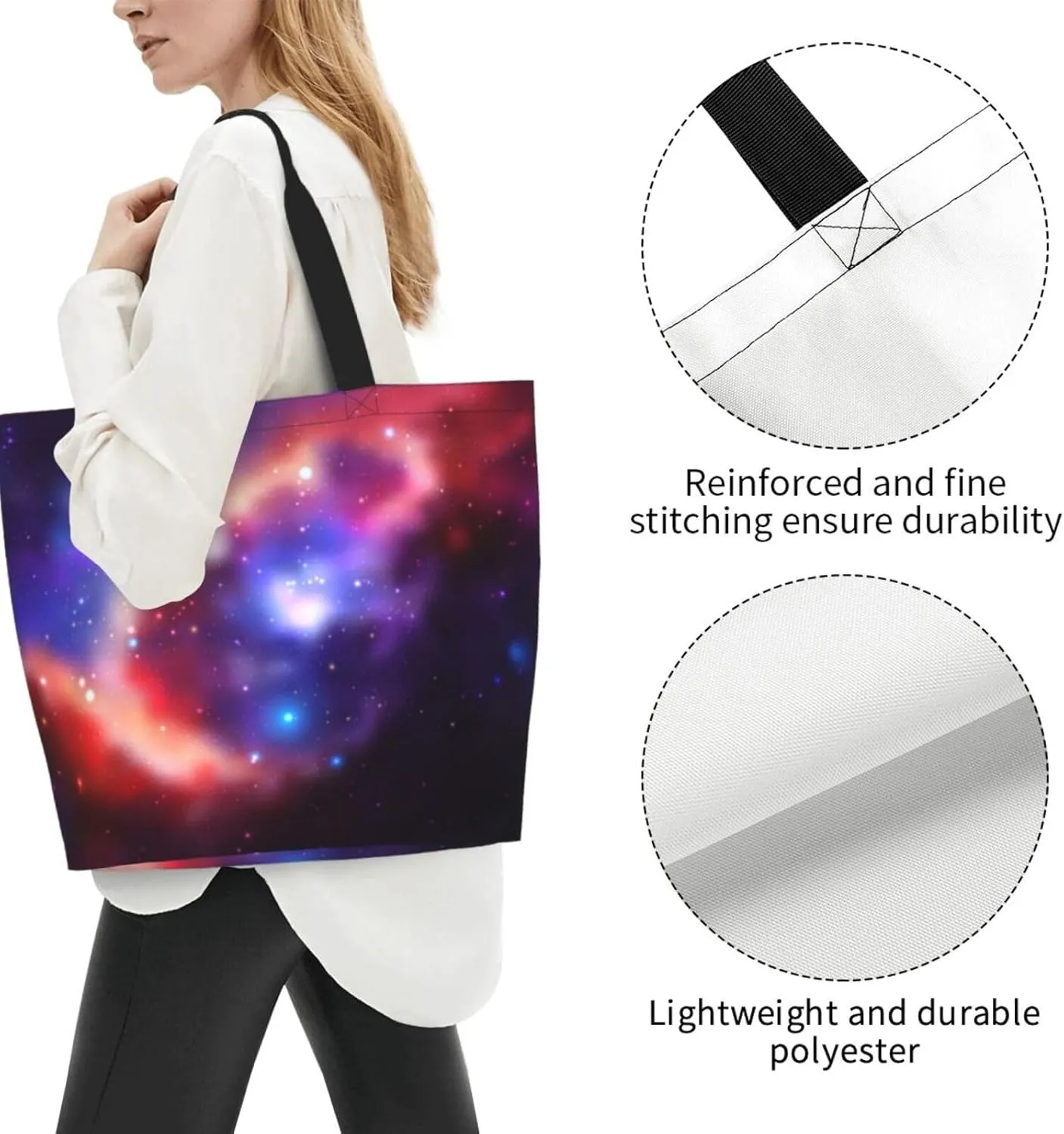 Galaxy Canvas Tote Bag Universe Shoulder Bag Handbag Star Casual Funny Grocery Bags Womens Bag for Outdoor
