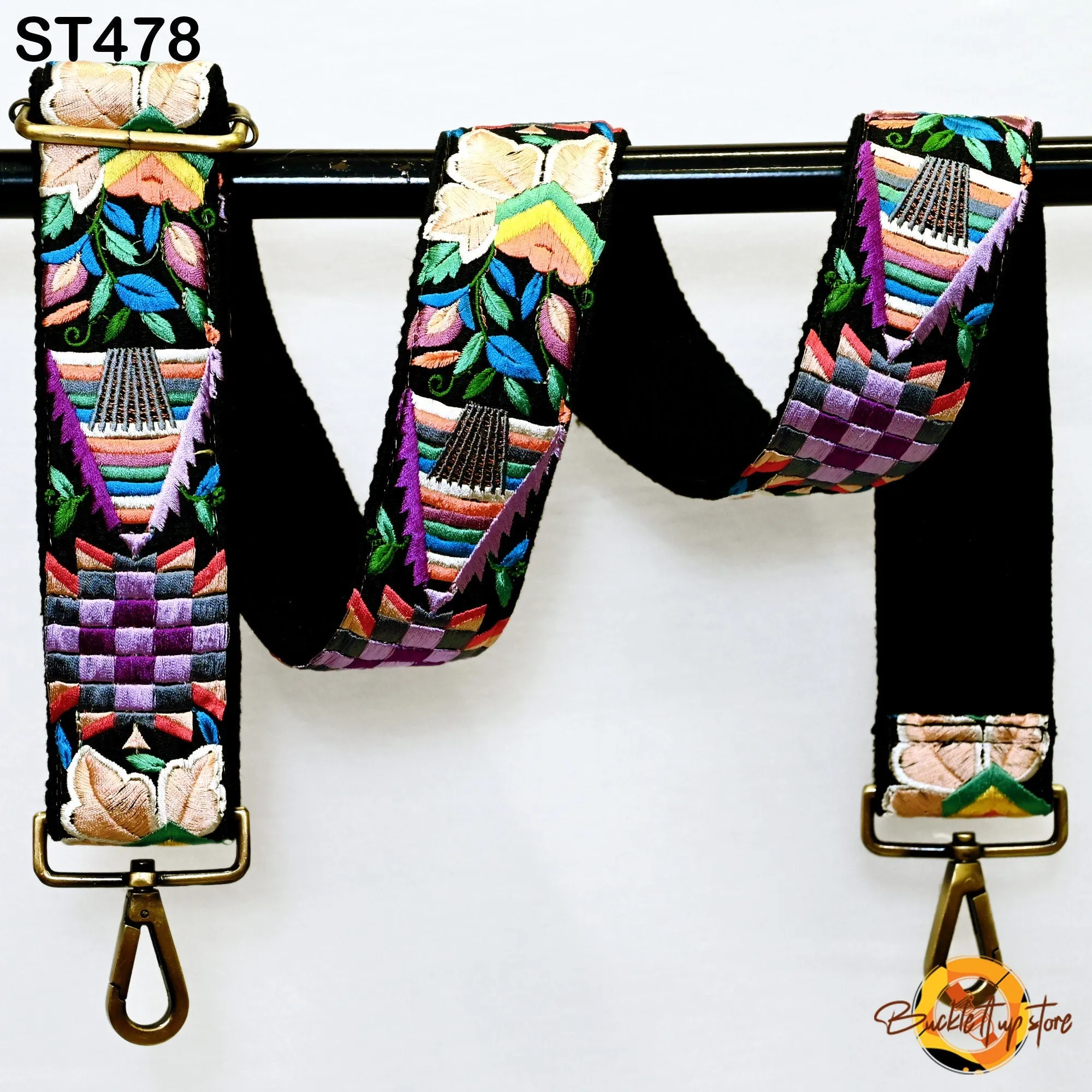 Gift Girlfriend Floral Embroidery Crossbody Strap for Sling Bag Replacement Strap Embroidered Boho Purse Strap Guitar Strap Handbag Strap