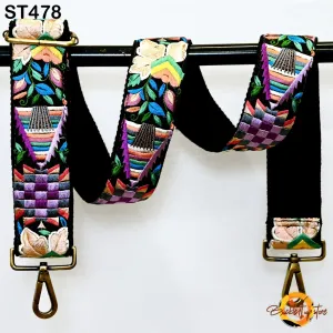 Gift Girlfriend Floral Embroidery Crossbody Strap for Sling Bag Replacement Strap Embroidered Boho Purse Strap Guitar Strap Handbag Strap