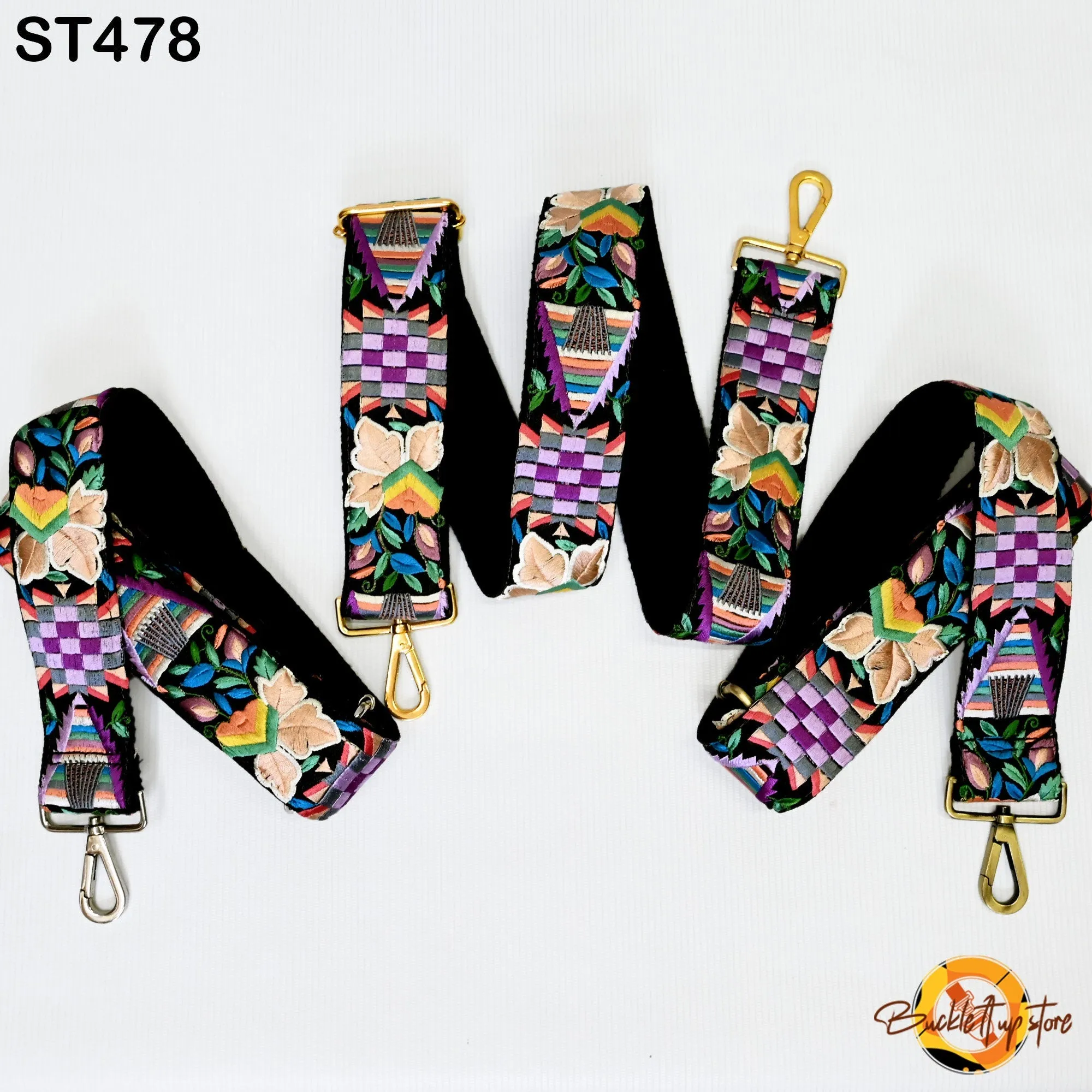 Gift Girlfriend Floral Embroidery Crossbody Strap for Sling Bag Replacement Strap Embroidered Boho Purse Strap Guitar Strap Handbag Strap