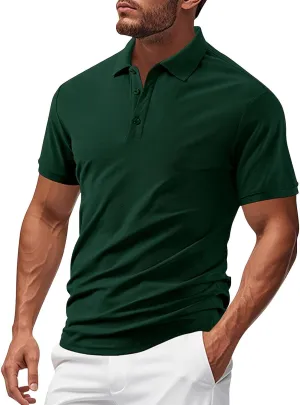 Golf Shirts for Men Performance Short Sleeve Sports Tactical T-Shirt Athletic Moisture Wicking Gym Tees Workout Tops