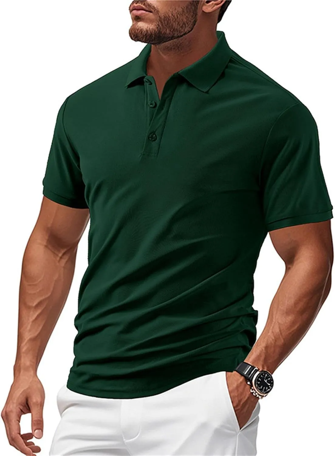 Golf Shirts for Men Performance Short Sleeve Sports Tactical T-Shirt Athletic Moisture Wicking Gym Tees Workout Tops