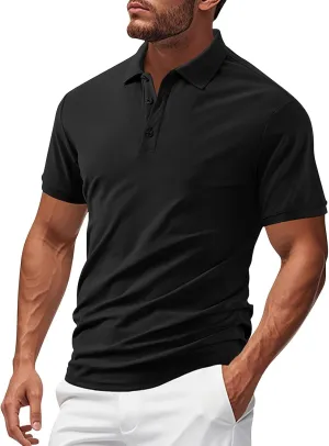 Golf Shirts for Men Performance Short Sleeve Sports Tactical T-Shirt Athletic Moisture Wicking Gym Tees Workout Tops