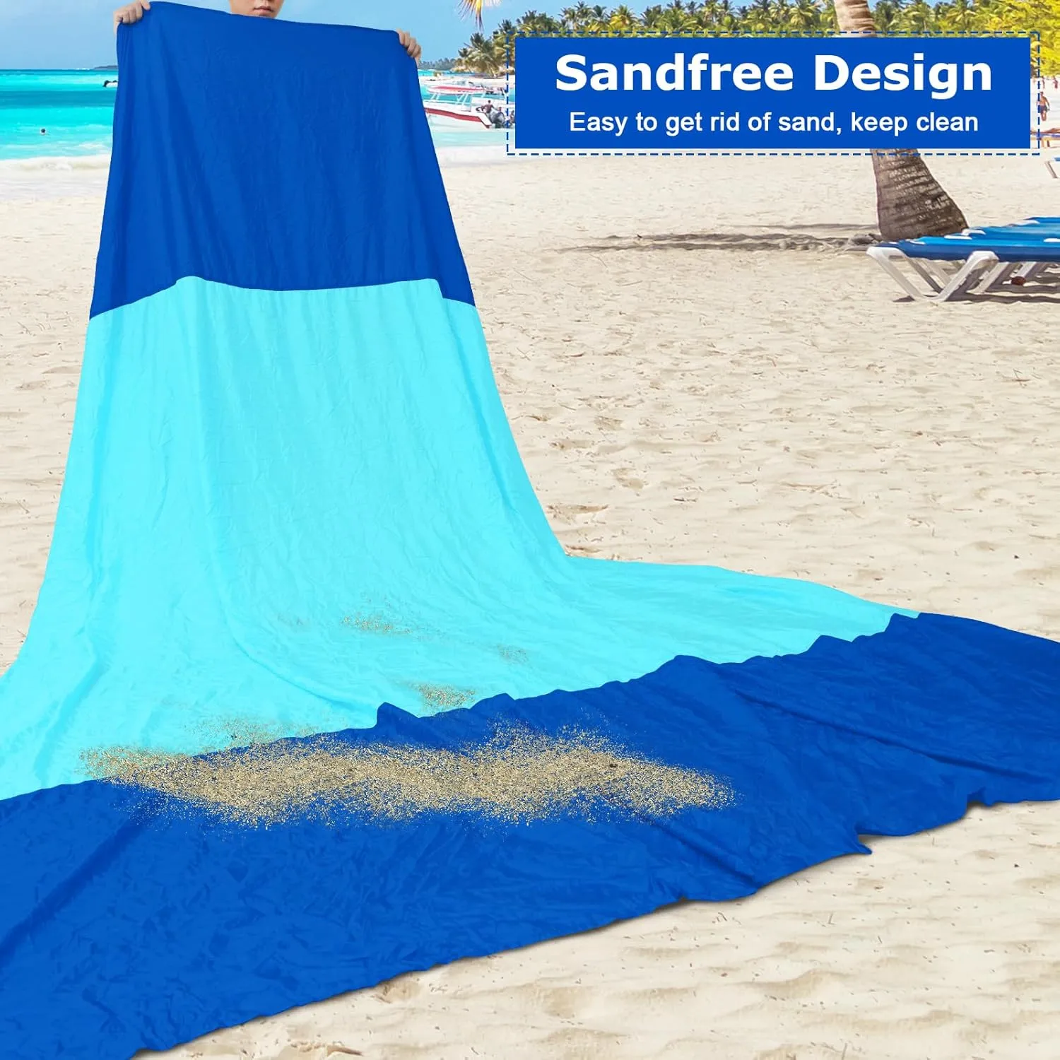 Gorich Beach Blanket Sandproof Waterproof, Extra Large Sand Free Beach Mat Fits up to 8 Adults, Lightweight & Quick Drying Picnic Mat for Outdoor Beach Travel Camping Hiking