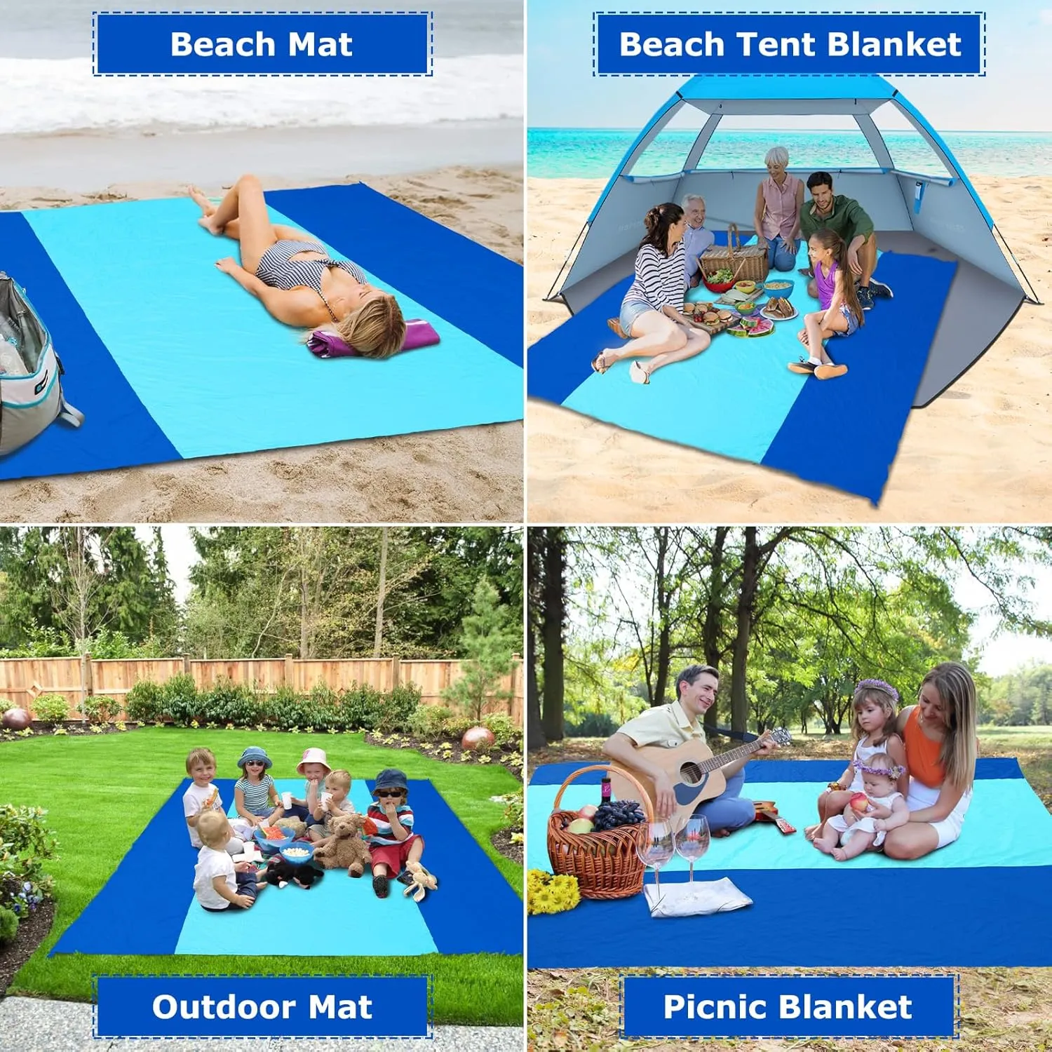 Gorich Beach Blanket Sandproof Waterproof, Extra Large Sand Free Beach Mat Fits up to 8 Adults, Lightweight & Quick Drying Picnic Mat for Outdoor Beach Travel Camping Hiking
