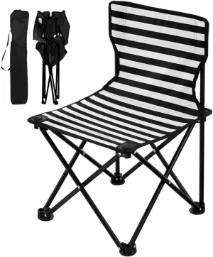 Gredecor Ultralight Camping Chair, Portable Durable Folding Chair with Carry Bag and for Outdoor Camp, Travel, Beach, Picnic, Hiking, Backpacking, Striped White and Black