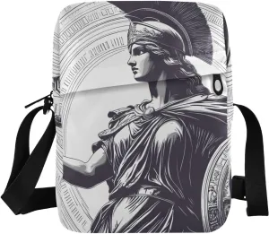 Greek Soldier Sling Bags Small Crossbody Purse with Front Back Pockets Adjustable Strap 6.6×2.5×9.4 IN 1 Pack