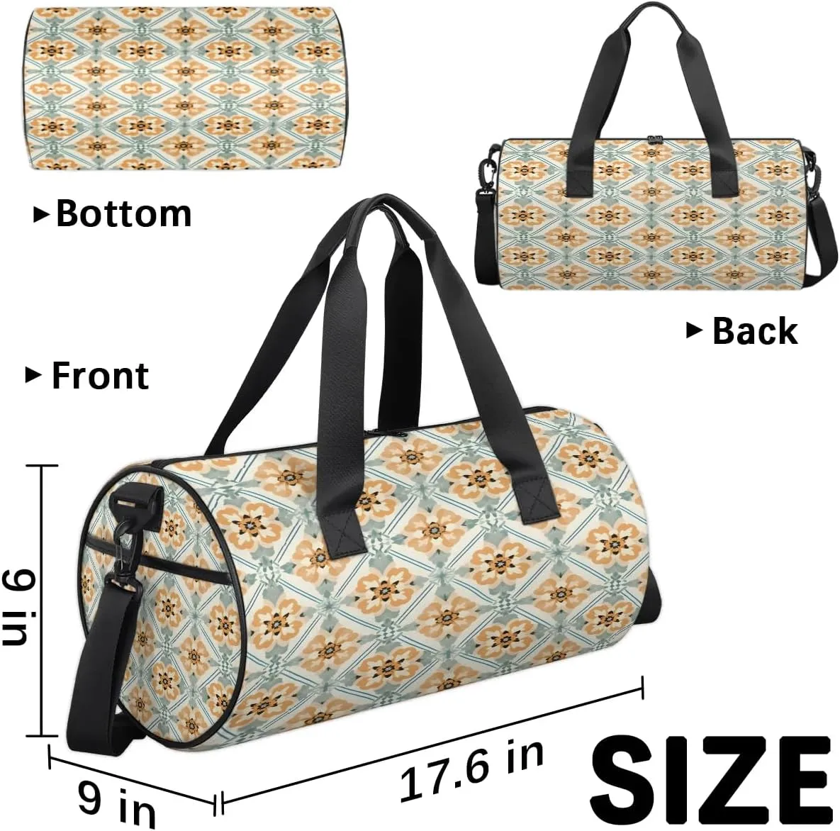 Gym Bags for Men Women Beautiful Boho Sports Duffel Bags Carry On Travel Duffle Bag with Detachable Adjustable Shoulder Strap Overnight Weekender Bag