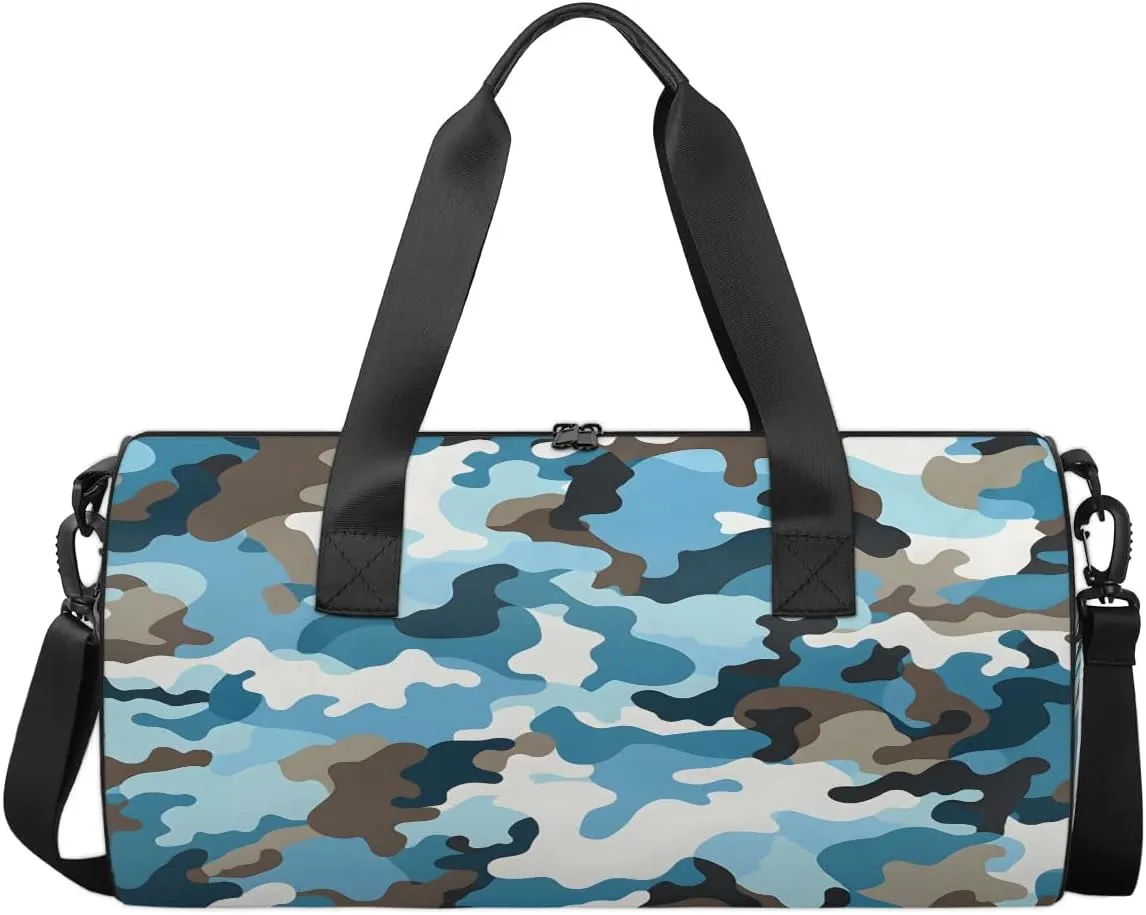 Gym Bags for Men Women Camo Print Sports Duffel Bags Carry On Travel Duffle Bag with Detachable Adjustable Shoulder Strap Overnight Weekender Bag