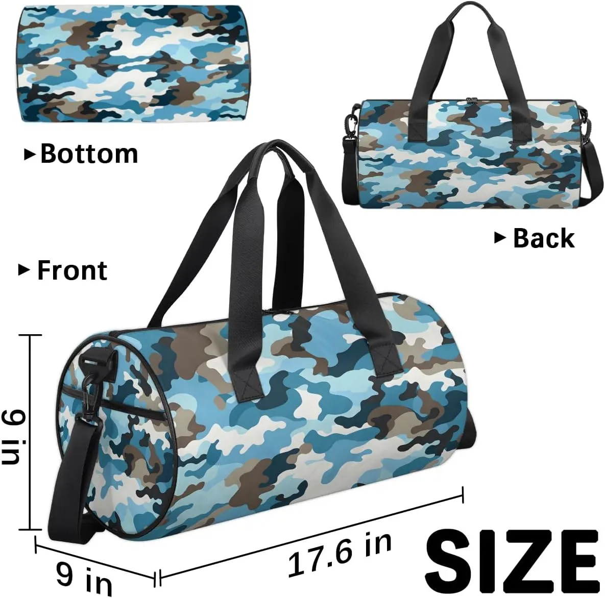 Gym Bags for Men Women Camo Print Sports Duffel Bags Carry On Travel Duffle Bag with Detachable Adjustable Shoulder Strap Overnight Weekender Bag