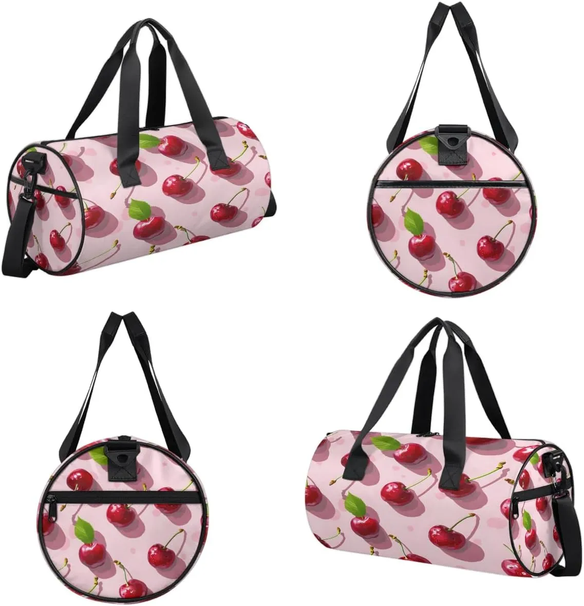 Gym Bags for Men Women Cherries Theme Sports Duffel Bags Carry On Travel Duffle Bag with Detachable Adjustable Shoulder Strap Overnight Weekender Bag