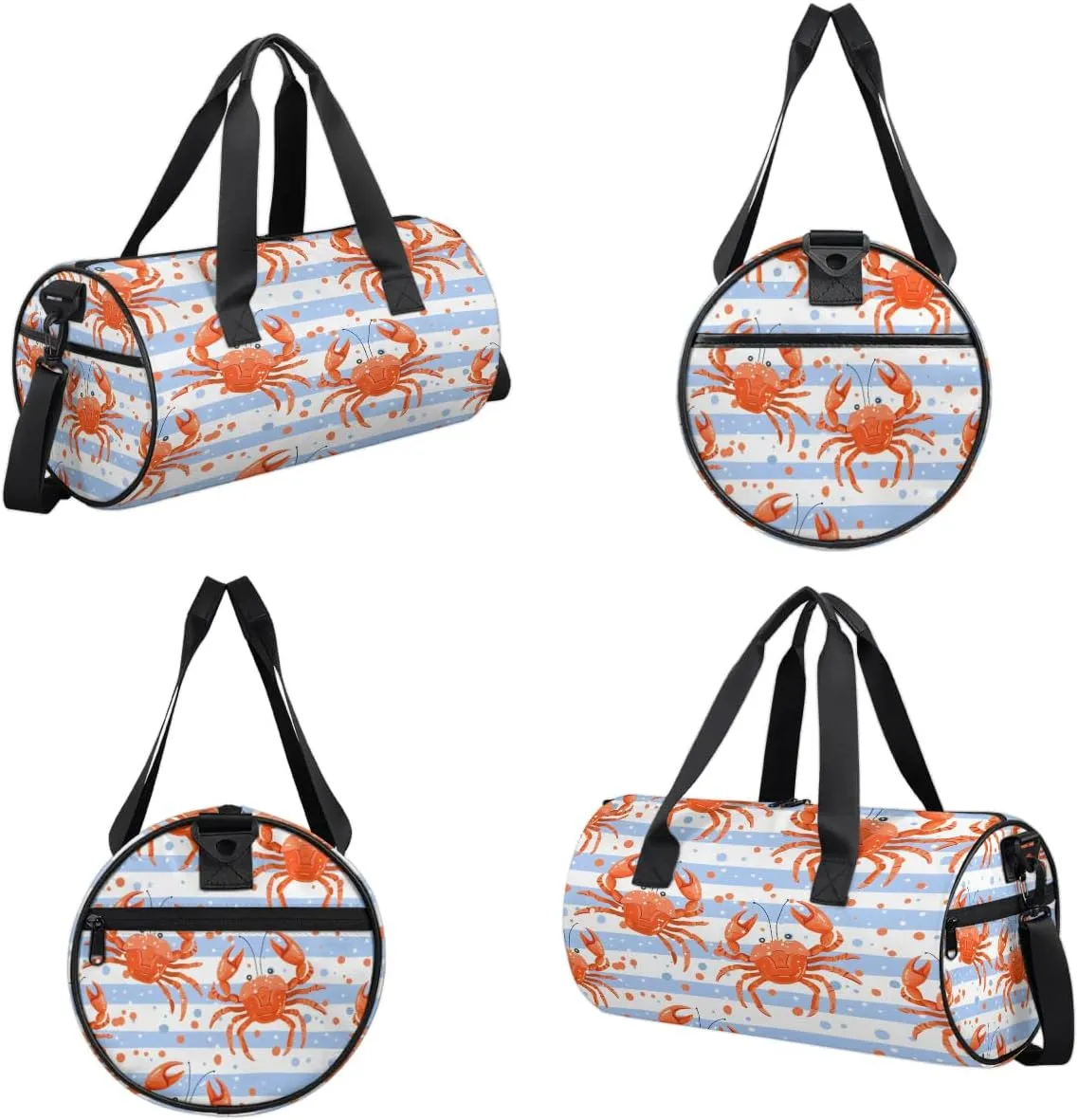 Gym Bags for Men Women Crabs Stripes Sports Duffel Bags Carry On Travel Duffle Bag with Detachable Adjustable Shoulder Strap Overnight Weekender Bag