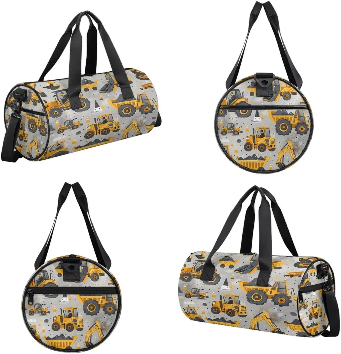 Gym Bags for Men Women Excavator Theme Sports Duffel Bags Carry On Travel Duffle Bag with Detachable Adjustable Shoulder Strap Overnight Weekender Bag