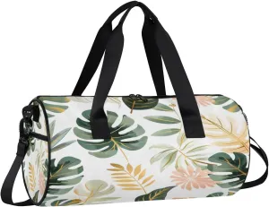 Gym Bags for Men Women Fern Leaves Themed Sports Duffel Bags Carry On Travel Duffle Bag with Detachable Adjustable Shoulder Strap Overnight Weekender Bag