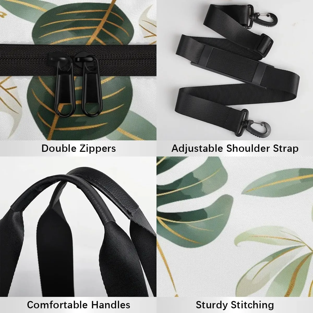 Gym Bags for Men Women Fern Leaves Themed Sports Duffel Bags Carry On Travel Duffle Bag with Detachable Adjustable Shoulder Strap Overnight Weekender Bag