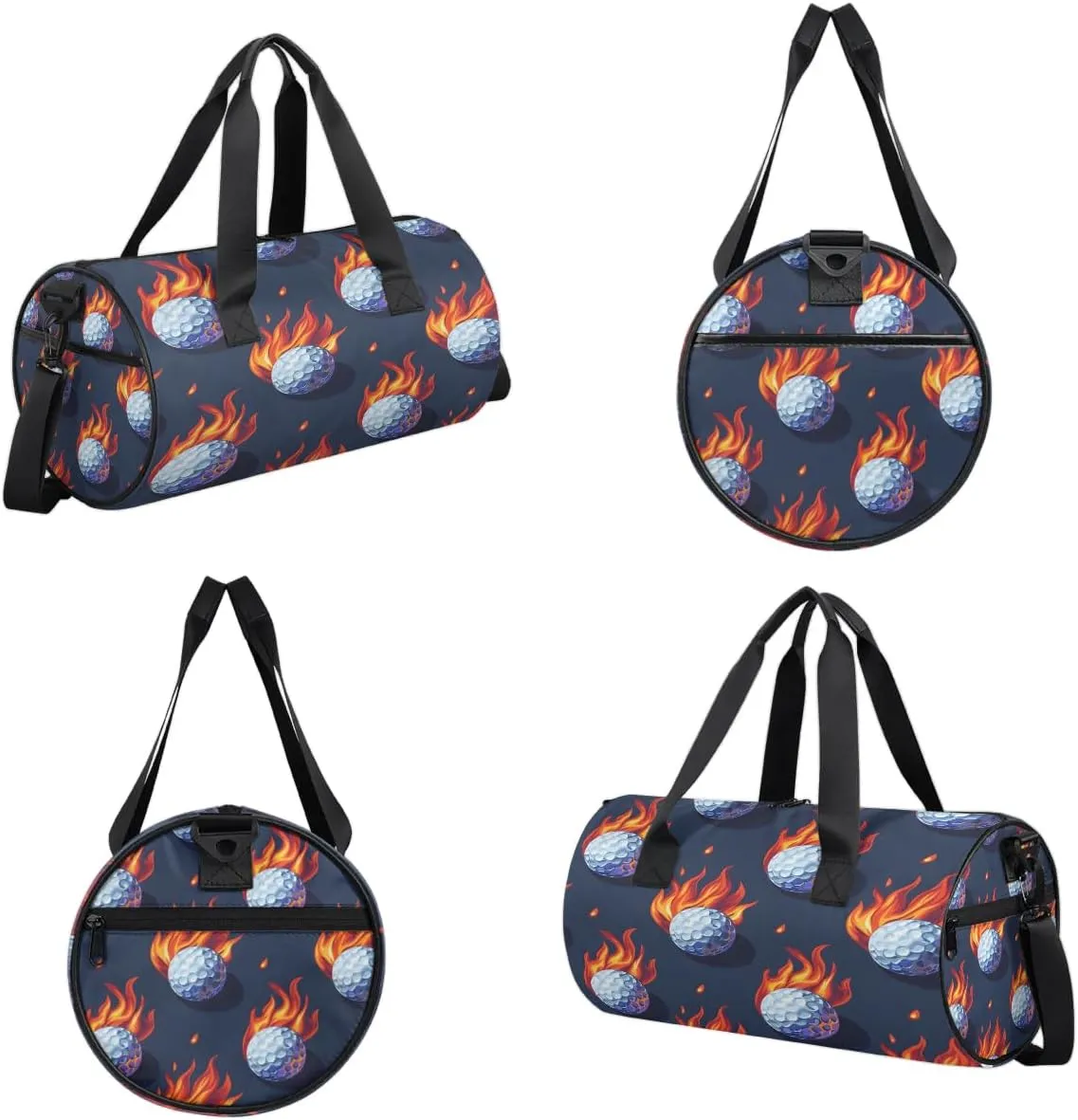 Gym Bags for Men Women Fire Golf Ball Sports Duffel Bags Carry On Travel Duffle Bag with Detachable Adjustable Shoulder Strap Overnight Weekender Bag