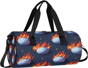 Gym Bags for Men Women Fire Golf Ball Sports Duffel Bags Carry On Travel Duffle Bag with Detachable Adjustable Shoulder Strap Overnight Weekender Bag