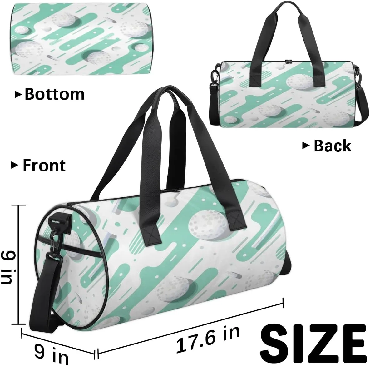 Gym Bags for Men Women Golf Ball Print Sports Duffel Bags Carry On Travel Duffle Bag with Detachable Adjustable Shoulder Strap Overnight Weekender Bag