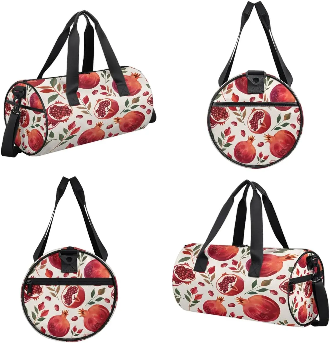 Gym Bags for Men Women Pomegranate Leaf Sports Duffel Bags Carry On Travel Duffle Bag with Detachable Adjustable Shoulder Strap Overnight Weekender Bag