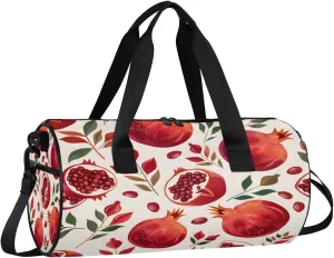Gym Bags for Men Women Pomegranate Leaf Sports Duffel Bags Carry On Travel Duffle Bag with Detachable Adjustable Shoulder Strap Overnight Weekender Bag