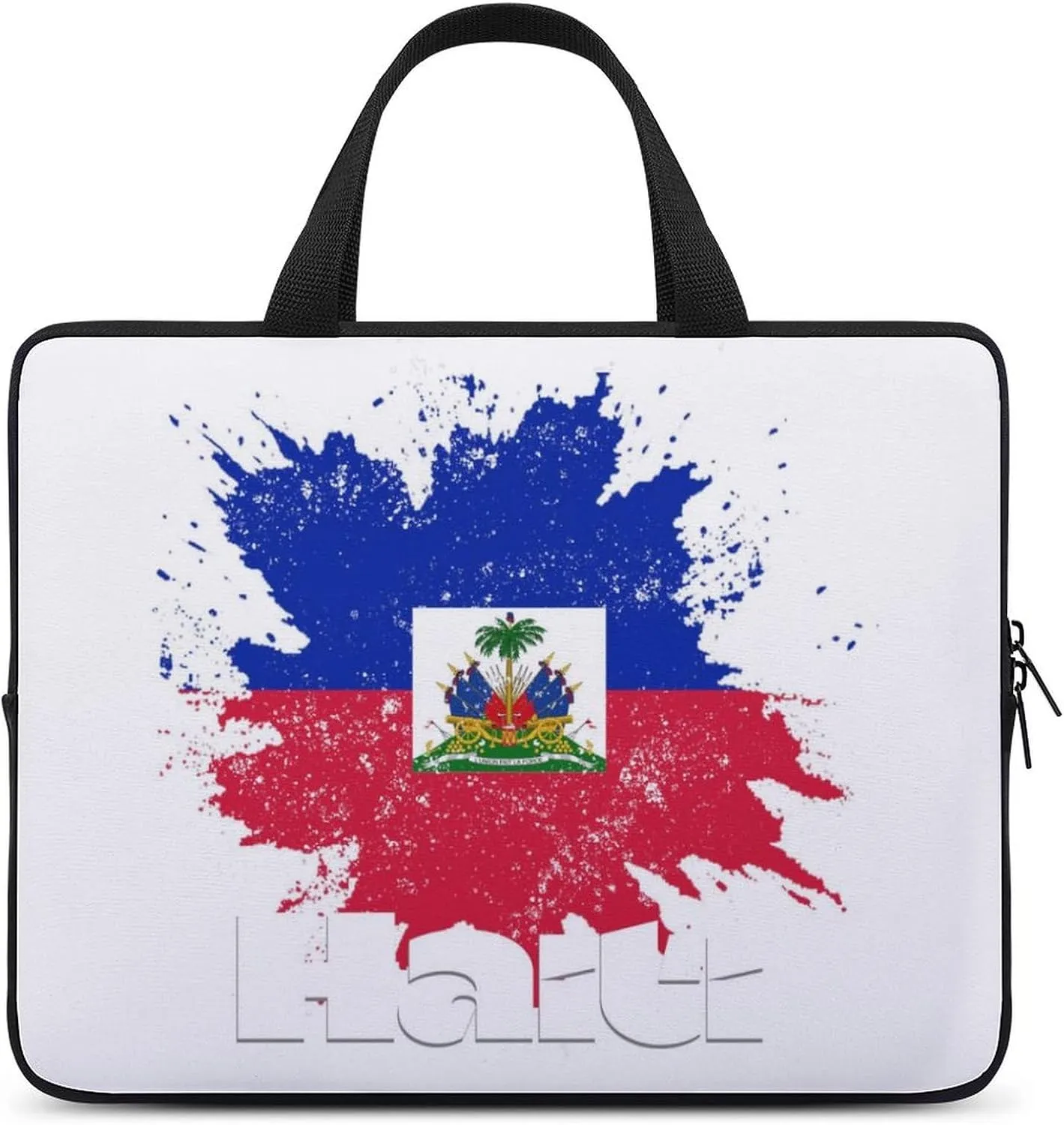 Haiti Flag Patriotic Laptop Bag Laptop Case Computer Messenger Bag with Adjustable Shoulder Strap