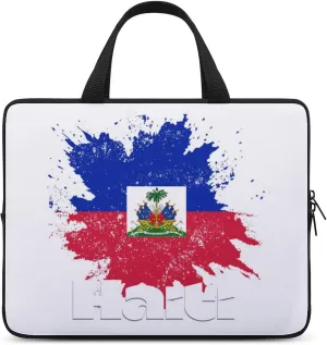 Haiti Flag Patriotic Laptop Bag Laptop Case Computer Messenger Bag with Adjustable Shoulder Strap