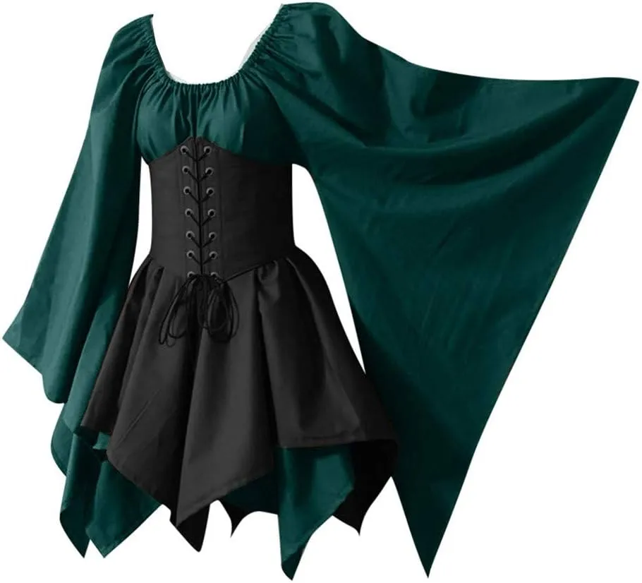 Halloween Sexy Dress for Women - Bat Wing Sleeves Vintage Gothic Goth Party Costume - Cosplay Animal Fancy Dress