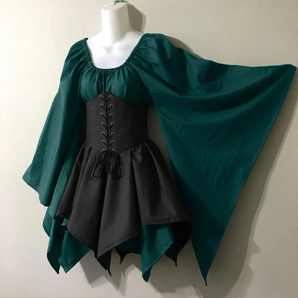 Halloween Sexy Dress for Women - Bat Wing Sleeves Vintage Gothic Goth Party Costume - Cosplay Animal Fancy Dress