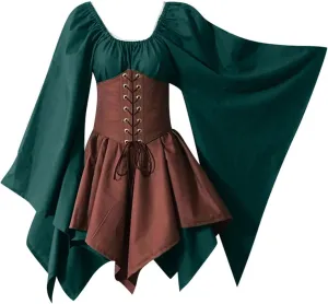 Halloween Sexy Dress for Women - Bat Wing Sleeves Vintage Gothic Goth Party Costume - Cosplay Animal Fancy Dress