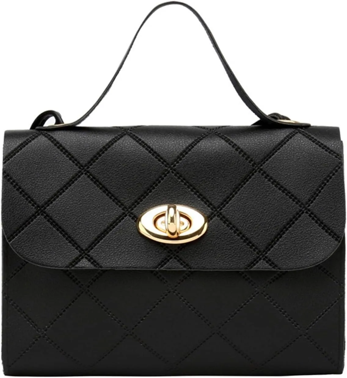 Handbags Diamond Pattern Women's Handbag Stylish Shoulder Bag Crossbody Purse for Everyday Use(Black)
