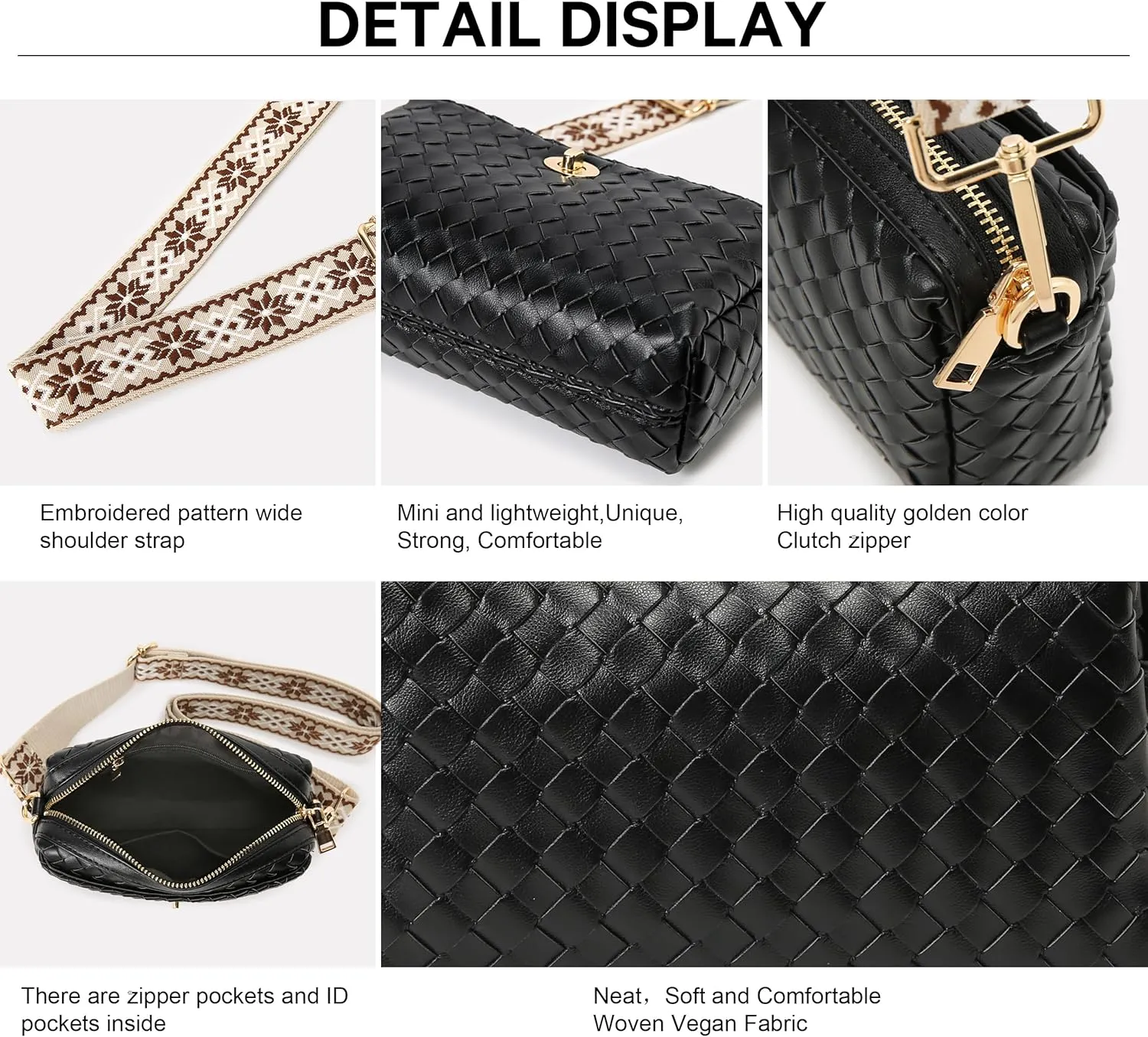 Handwoven Crossbody Bag for Women, Shoulder Purse with Adjustable Strap Lightweight Summer Festival Bag Gift
