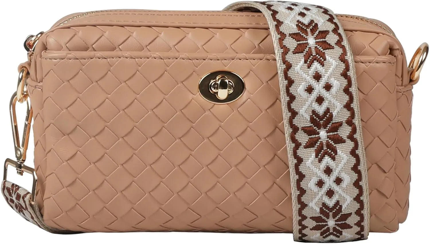 Handwoven Crossbody Bag for Women, Shoulder Purse with Adjustable Strap Lightweight Summer Festival Bag Gift