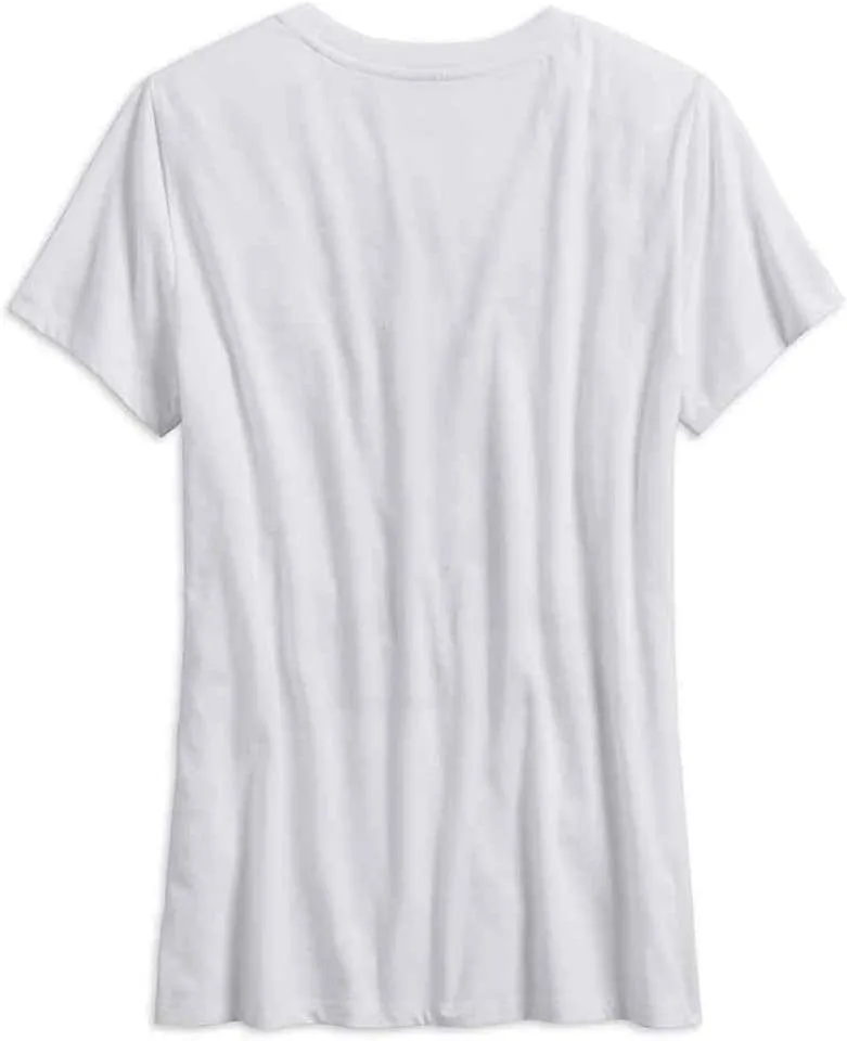 Harley-Davidson Women's Retro #1 Short Sleeve Scoop Neck Tee, White 99238-19VW