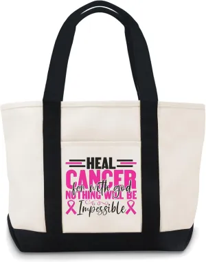 Heal Cancer For With God Nothing Will Be Impossible Funny Canvas Bag Use For Grocery Bags,Shopping Bags