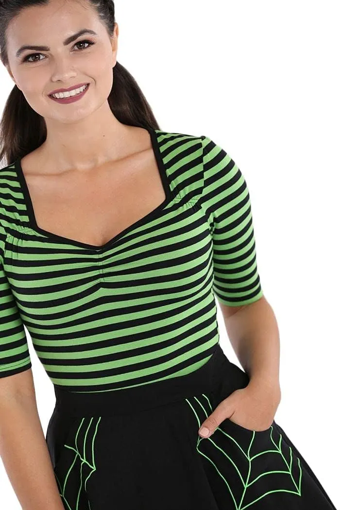 Hell Bunny Warlock Striped Punk Retro Jersey Top