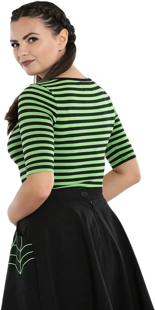 Hell Bunny Warlock Striped Punk Retro Jersey Top