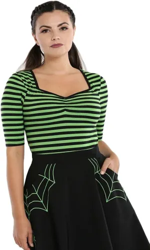 Hell Bunny Warlock Striped Punk Retro Jersey Top