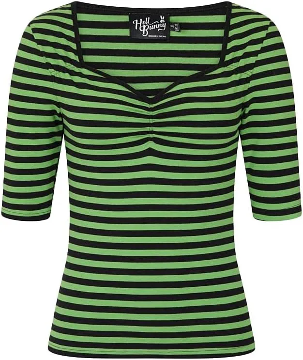 Hell Bunny Warlock Striped Punk Retro Jersey Top
