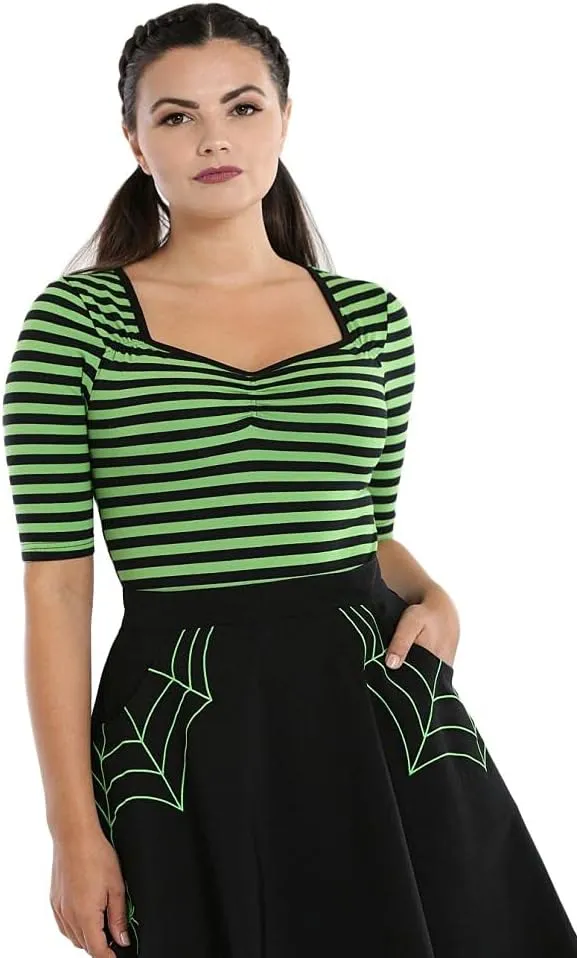 Hell Bunny Warlock Striped Punk Retro Jersey Top