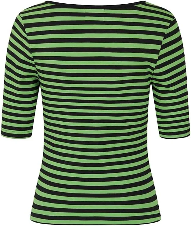 Hell Bunny Warlock Striped Punk Retro Jersey Top