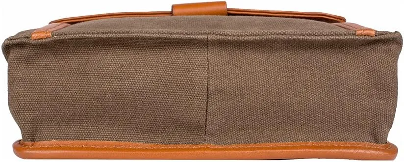 Hidesign Aiden Genuine Leather and Canvas Mini Crossbody Men/Women Messenger Bag / Travel Bag / 10.5" iPad Bag, Tan
