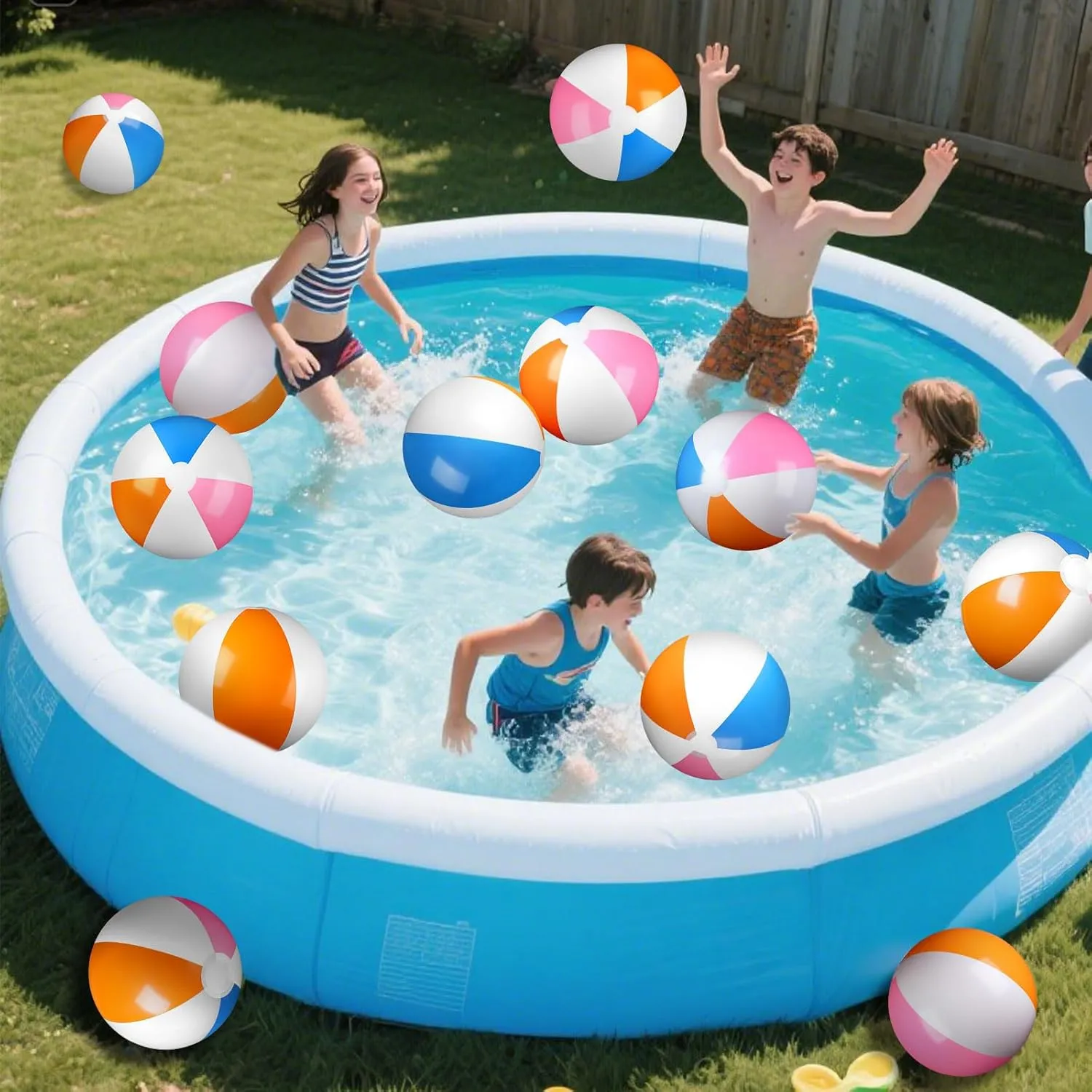 Honoson 30 Pack 20 Inch Beach Balls Inflatable Swimming Pool Game Toys Large Blow up Beach Balls Bulk for Summer Swimming Party Birthday Supplies (Pink, Orange, Blue and White)