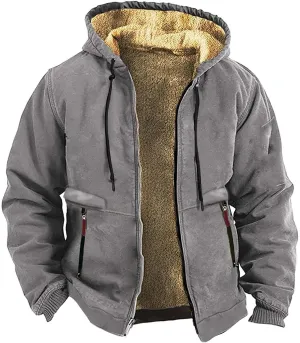 Hoodies for Men 2024 Trendy Outfits Zip Up Fleece Sherpa Lined Jacket Soft Comfy Hooded Sweatshirt with Zipper Pocket