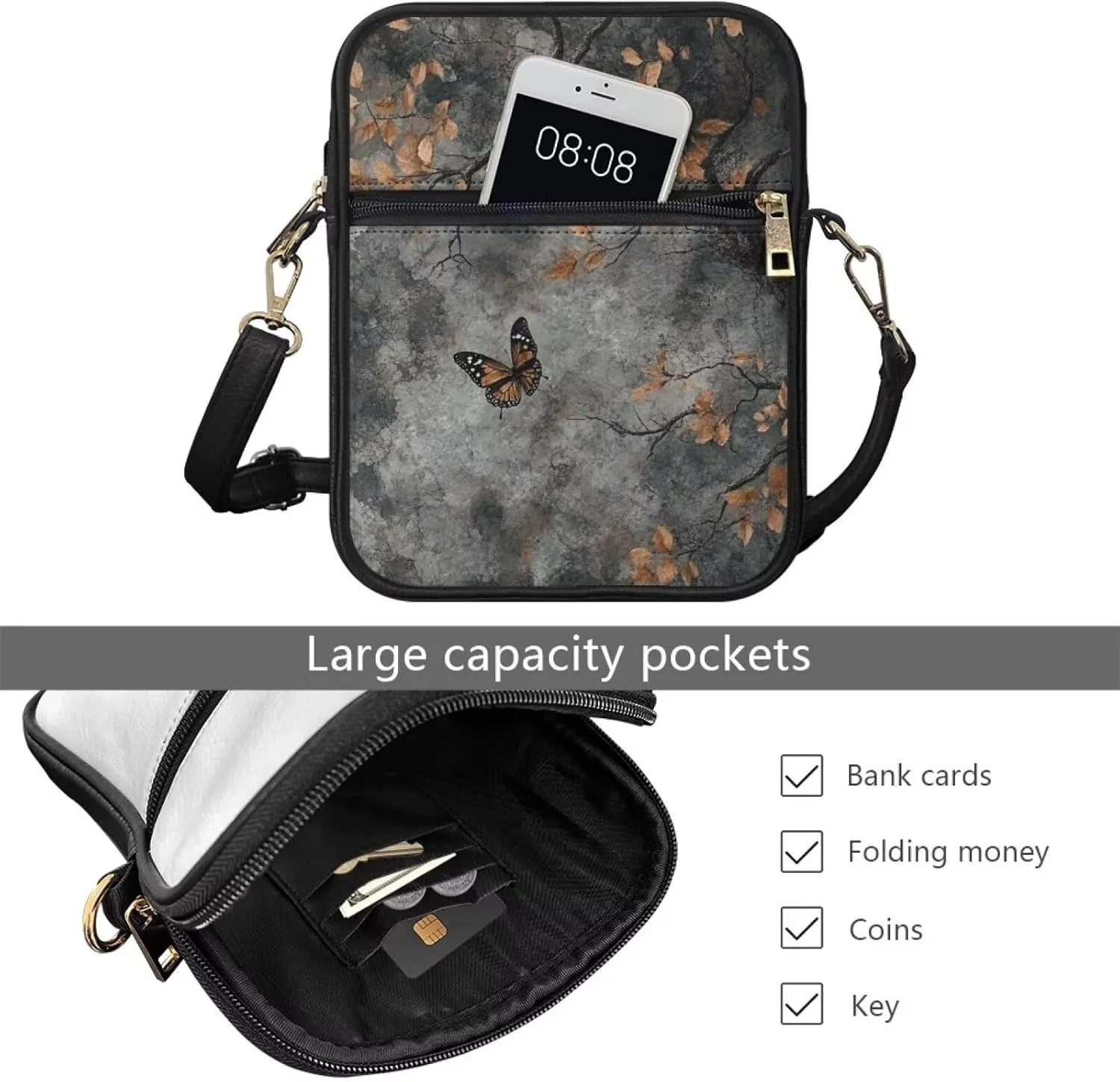 HUGS IDEA Small Messenger Bag for Women Crossbody Purse Mini Shoulder Bag for Lady