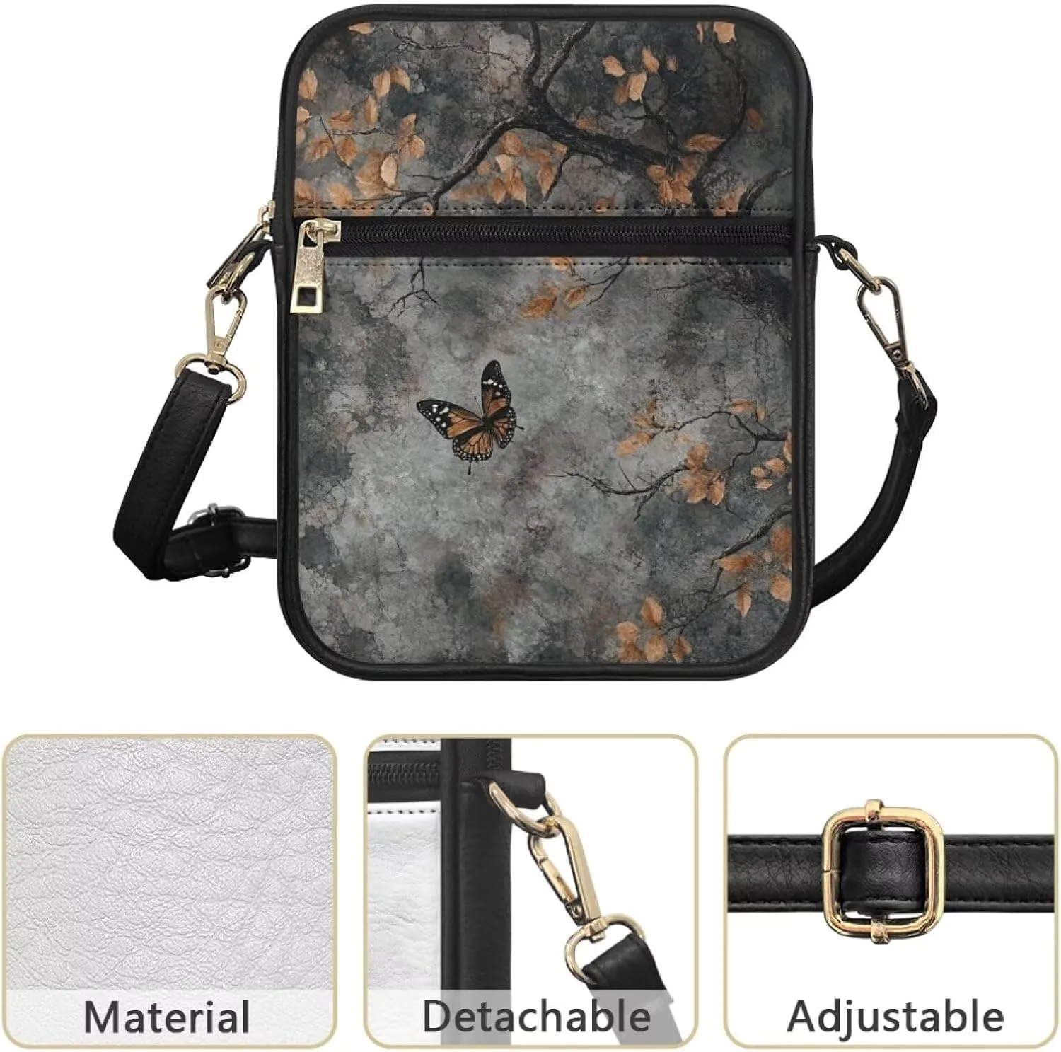 HUGS IDEA Small Messenger Bag for Women Crossbody Purse Mini Shoulder Bag for Lady