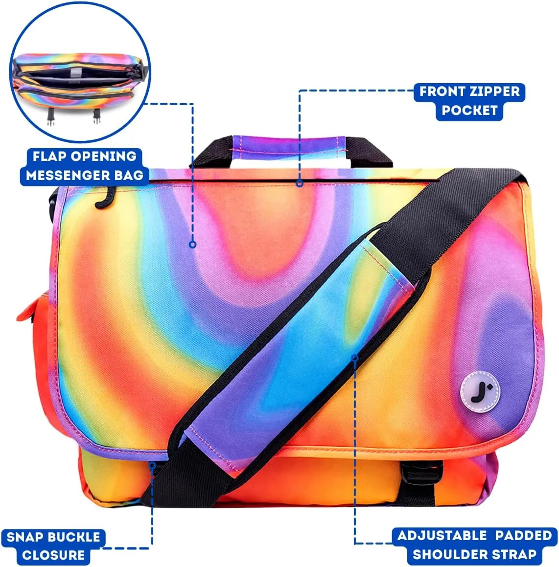 J World New York Thomas Laptop Messenger Bag for Women & Men. Kids Computer Bookbag