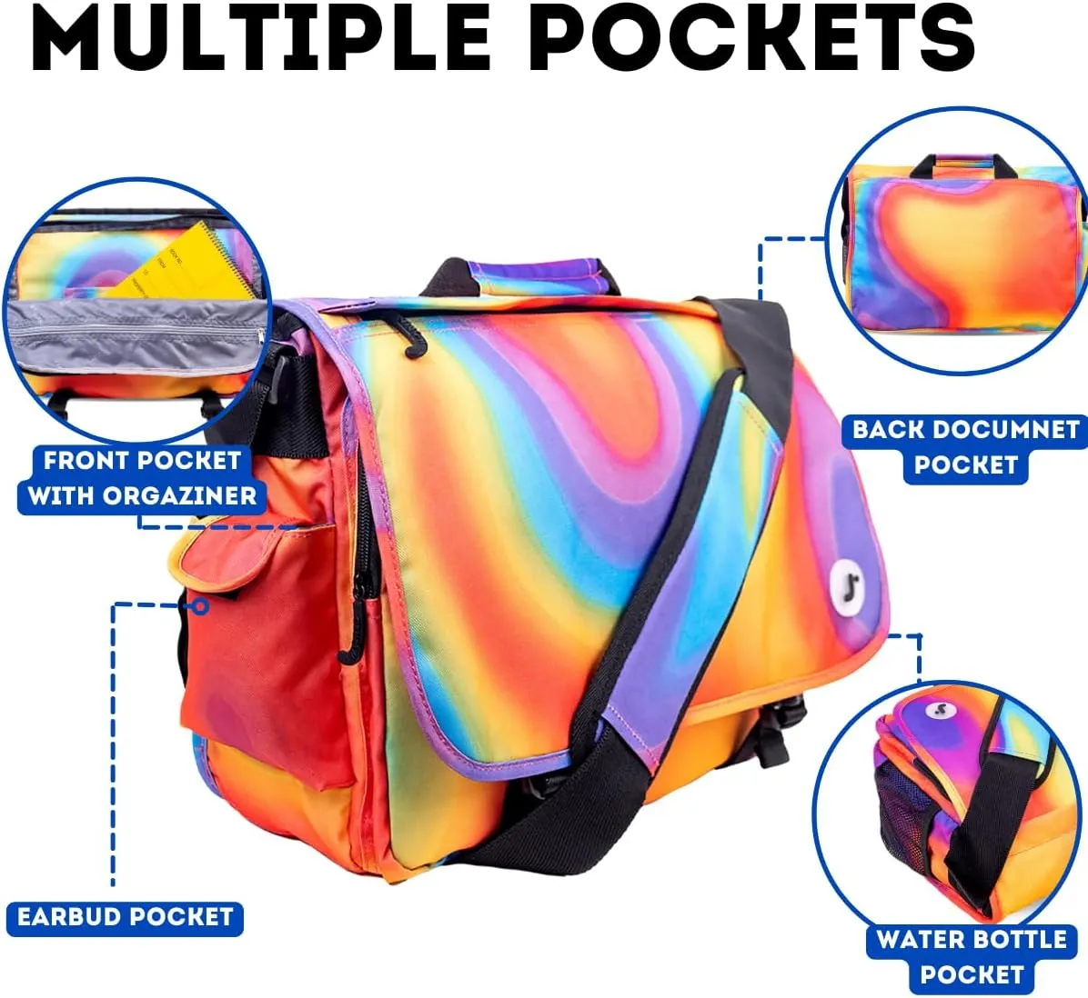 J World New York Thomas Laptop Messenger Bag for Women & Men. Kids Computer Bookbag