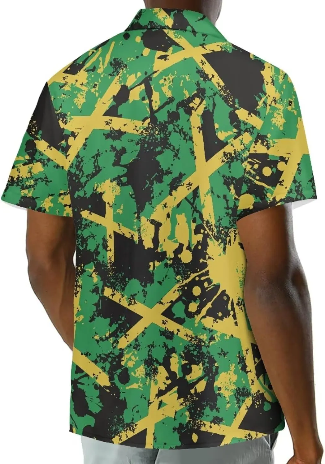 Jamaican 2 Piece Set Couple Outfits Women Jamaica Flag Short Sleeve Skinny Slim Dress Men's Shirt